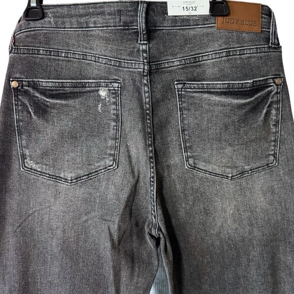 Judy Blue Washed Gray Mid Rise Tummy Control Release Hem Flare Jeans NWT - Picture 12 of 15